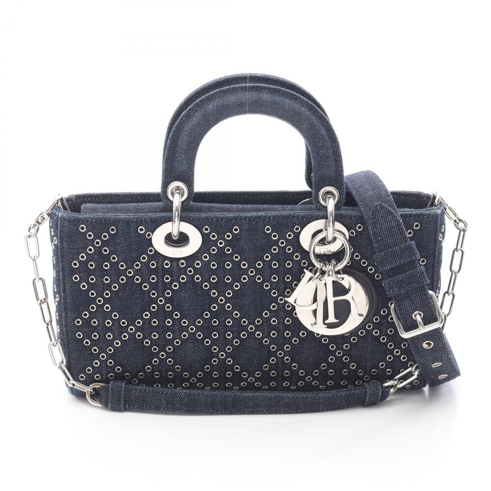 Christian Dior Lady Joy Handbag Denim Navy Blue